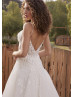 Beaded Spaghetti Straps Ivory Lace Tulle Dreamy Wedding Dress Beaded Spaghetti Straps Ivory Lace Tulle Dreamy Wedding Dress